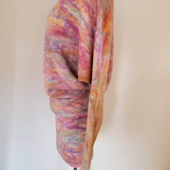 Donna Karan wool sweater dress Purple Pink blue yellow peach rainbow dyed 2 4 6 - Picture 2 of 8
